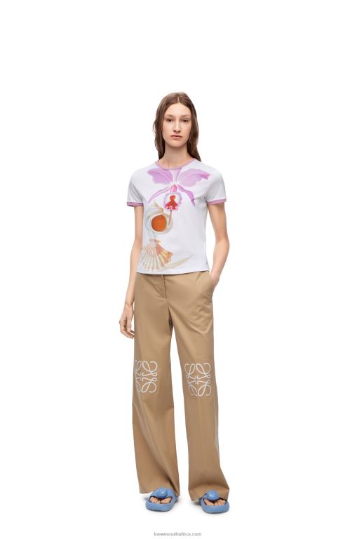 Loewe Women Maruja Mallo slim fit T-shirt in cotton 206XF776 White/Multicolor