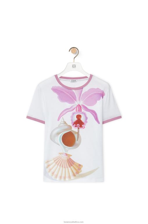 Loewe Women Maruja Mallo slim fit T-shirt in cotton 206XF776 White/Multicolor