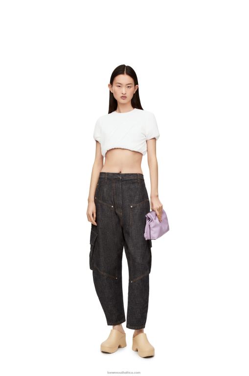 Loewe Women Padded crop top in stretch silk chiffon 206XF901 White