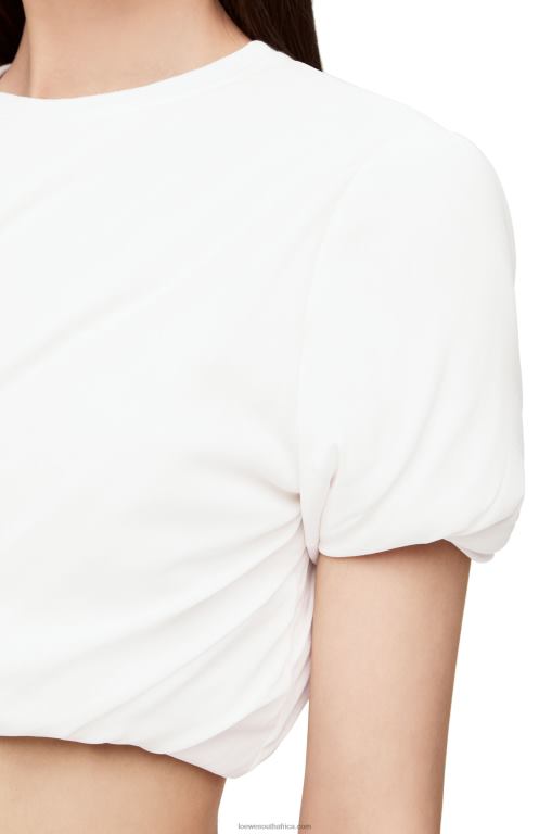 Loewe Women Padded crop top in stretch silk chiffon 206XF901 White