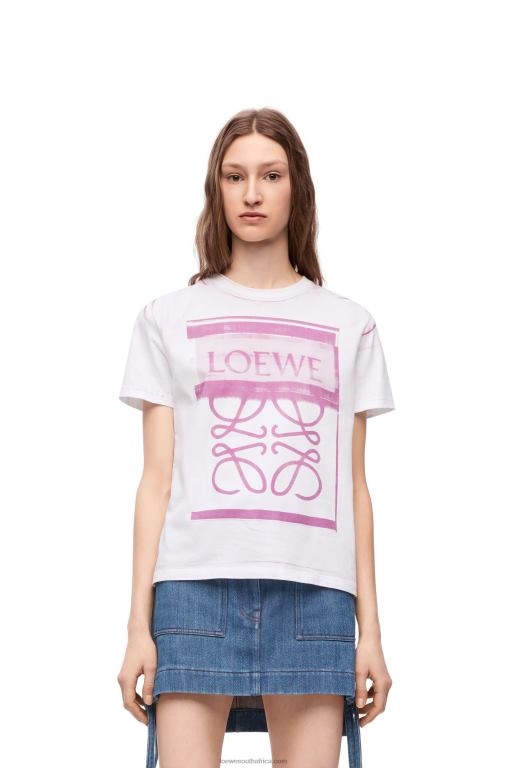 Loewe Women Regular fit T-shirt in cotton 206XF771 White/Pink Multicolor
