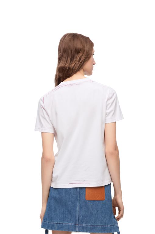 Loewe Women Regular fit T-shirt in cotton 206XF771 White/Pink Multicolor
