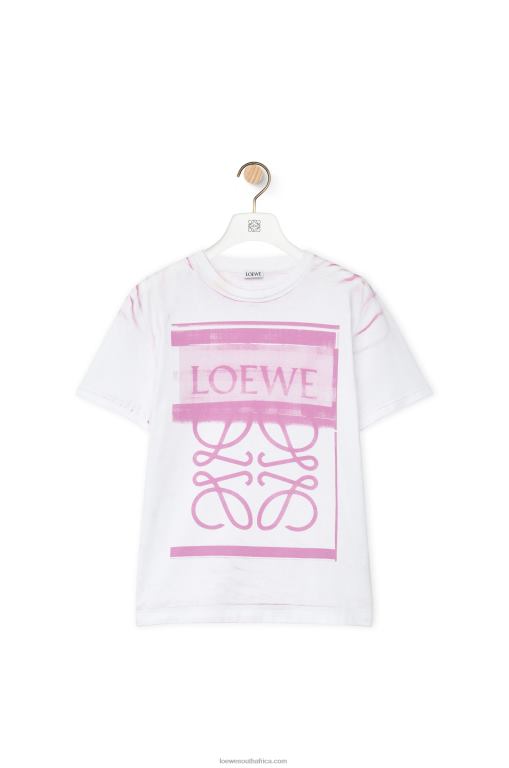 Loewe Women Regular fit T-shirt in cotton 206XF771 White/Pink Multicolor