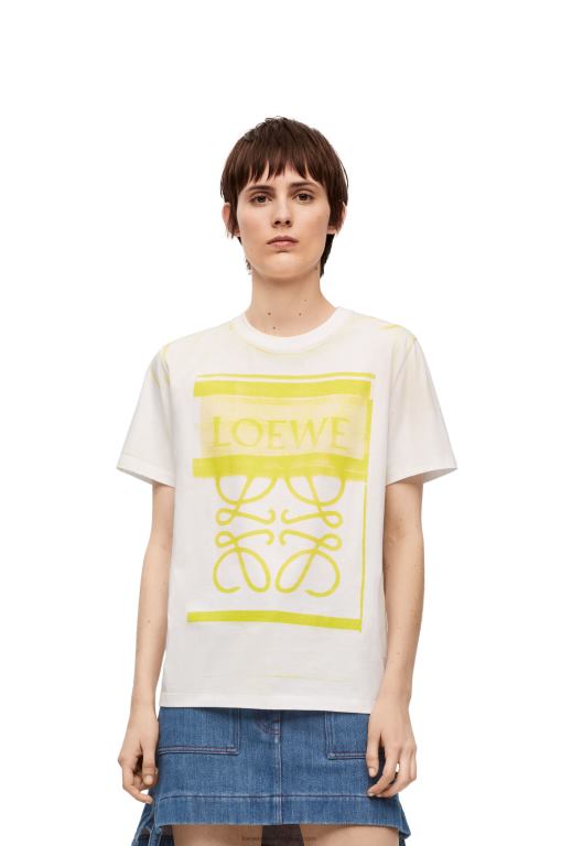 Loewe Women Regular fit T-shirt in cotton 206XF772 White/Yellow