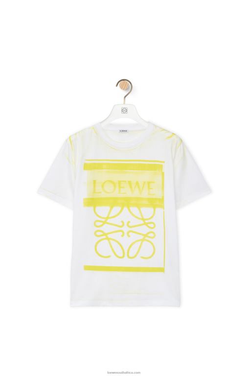 Loewe Women Regular fit T-shirt in cotton 206XF772 White/Yellow
