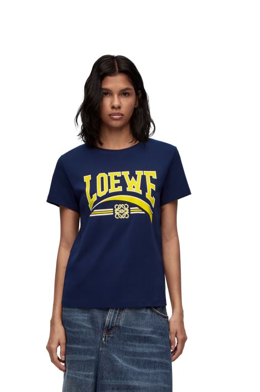 Loewe Women T-shirt in cotton 206XF837 Deep Blue