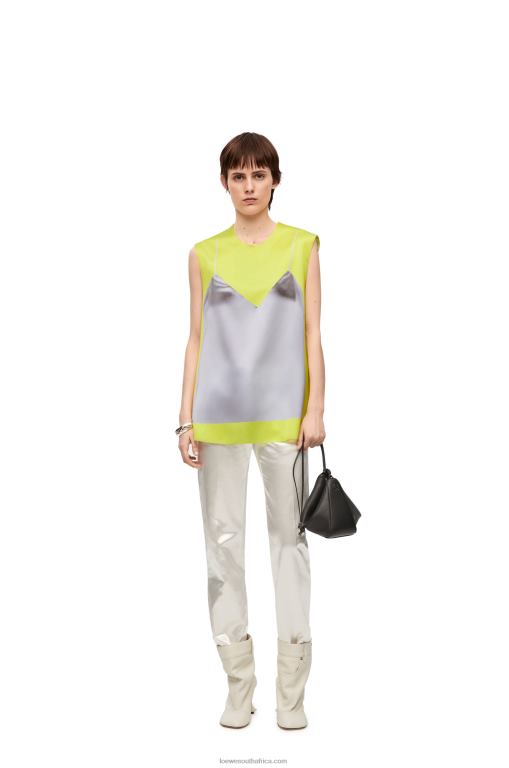 Loewe Women Top in technical satin 206XF853 Yellow/Grey