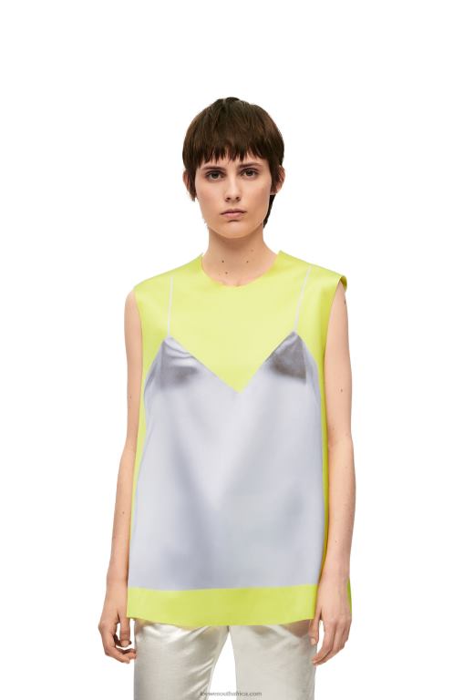Loewe Women Top in technical satin 206XF853 Yellow/Grey
