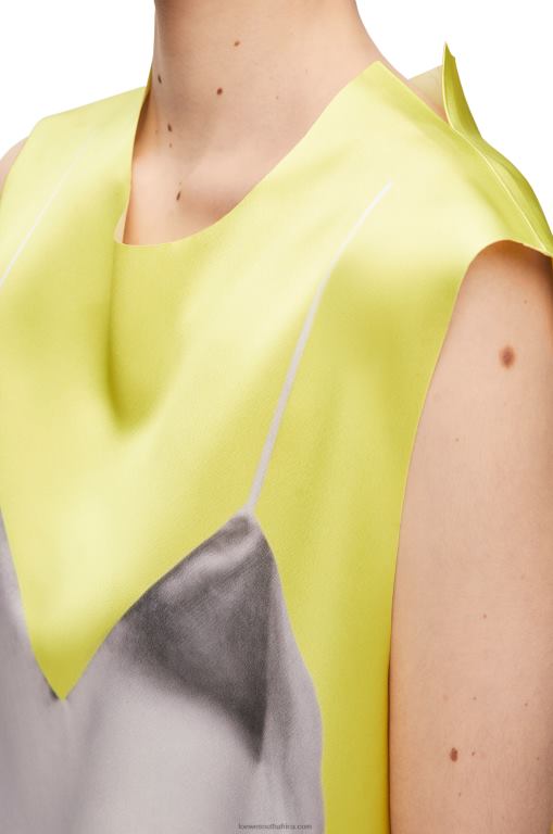 Loewe Women Top in technical satin 206XF853 Yellow/Grey