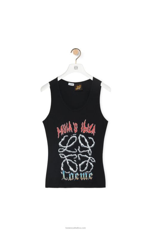 Loewe Women Anagram tank top in cotton 206XF789 Black/Multicolor
