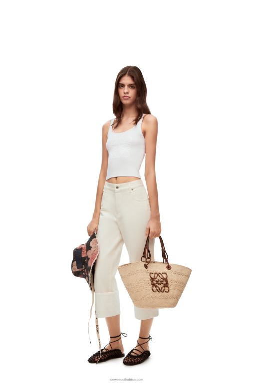 Loewe Women Anagram tank top in cotton and viscose 206XF787 White