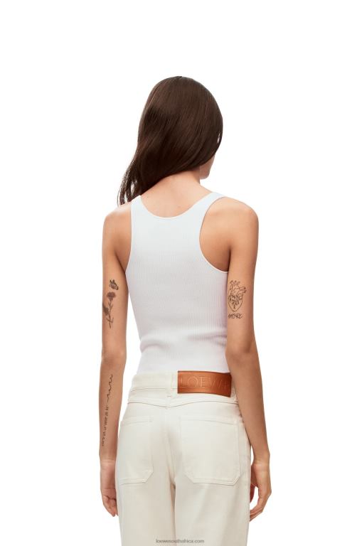 Loewe Women Anagram tank top in cotton and viscose 206XF787 White