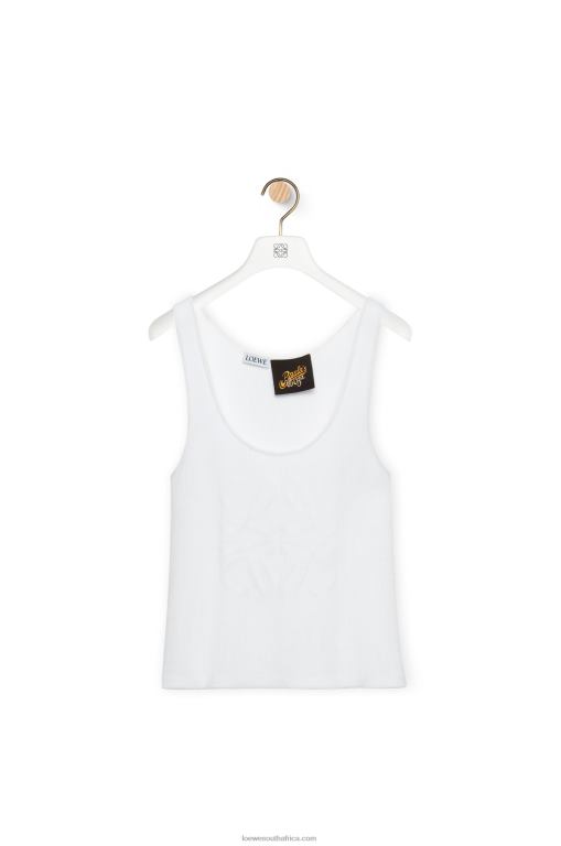 Loewe Women Anagram tank top in cotton and viscose 206XF787 White