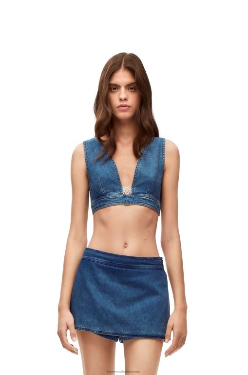 Loewe Women Anagram top in denim 206XF878 Medium Blue