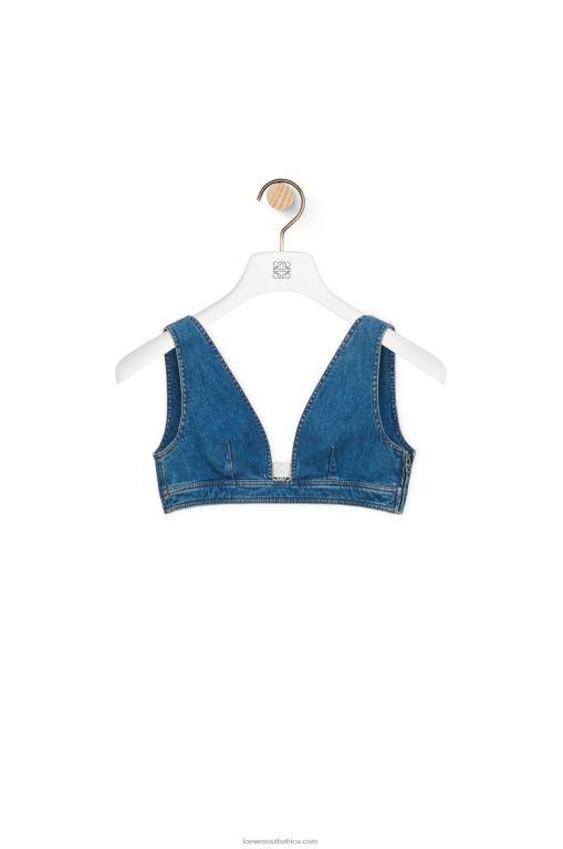 Loewe Women Anagram top in denim 206XF878 Medium Blue
