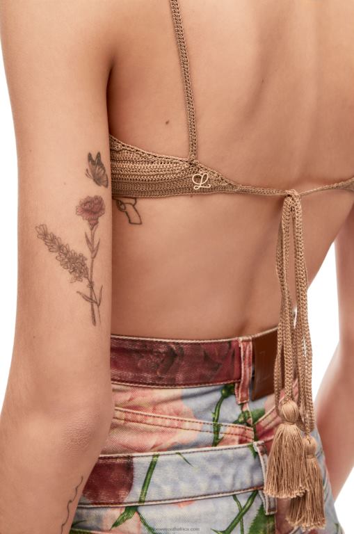 Loewe Women Crochet bra top in cotton 206XF868 Beige