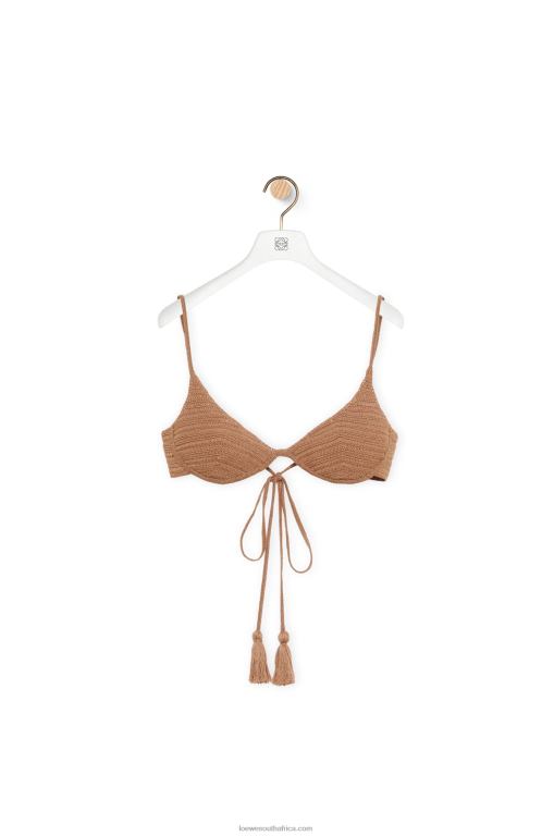 Loewe Women Crochet bra top in cotton 206XF868 Beige