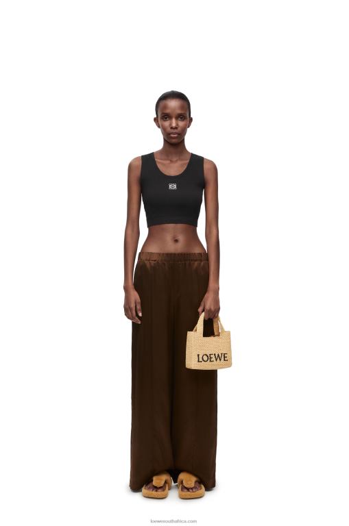 Loewe Women Cropped Anagram tank top in cotton 206XF906 Black/White