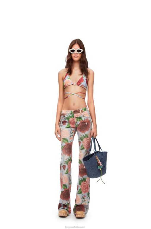 Loewe Women Roses bikini top in technical jersey 206XF947 Pink/Red