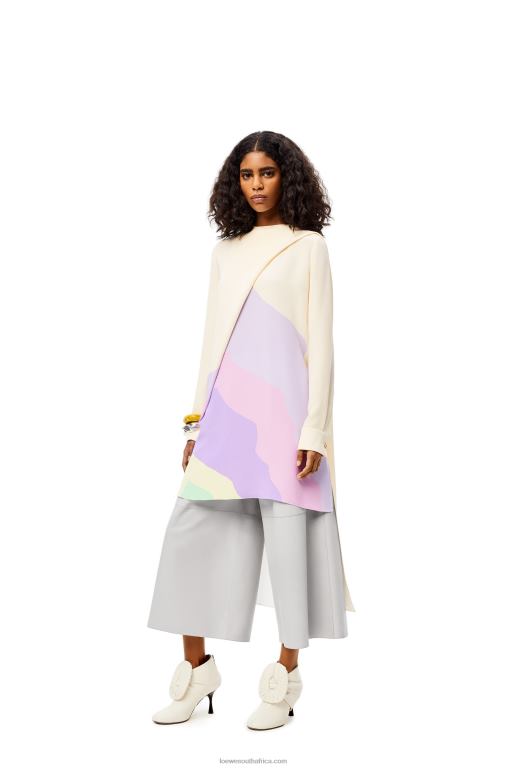 Loewe Women Cropped elasticated trousers in nappa 206XF1147 Light Grey
