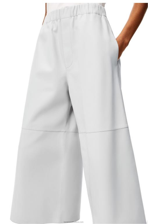 Loewe Women Cropped elasticated trousers in nappa 206XF1147 Light Grey