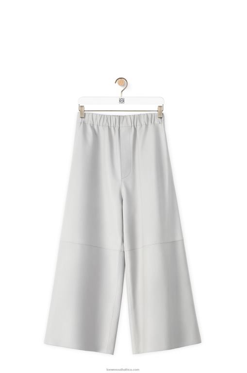 Loewe Women Cropped elasticated trousers in nappa 206XF1147 Light Grey