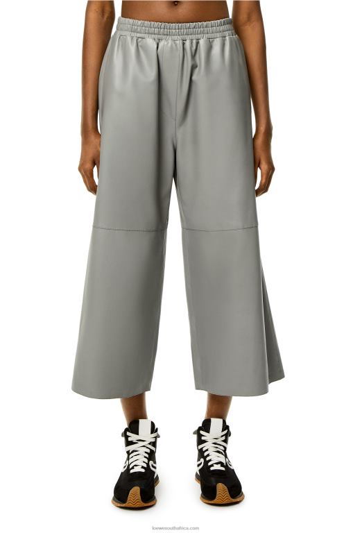 Loewe Women Cropped trousers in nappa lambskin 206XF1143 Grey
