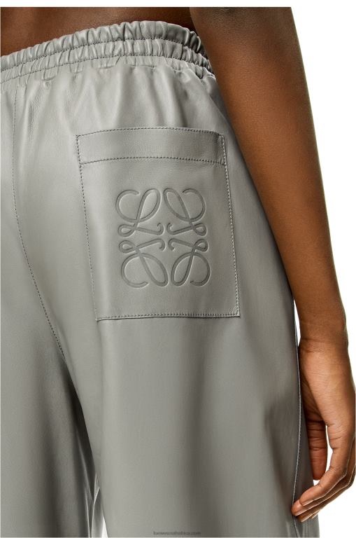 Loewe Women Cropped trousers in nappa lambskin 206XF1143 Grey
