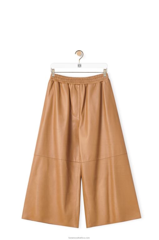 Loewe Women Cropped trousers in nappa lambskin 206XF1144 Toffee