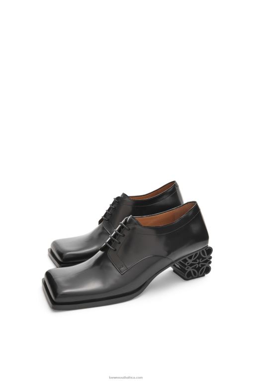 Loewe Women Anagram heel brogue in calfskin 206XF768 Black
