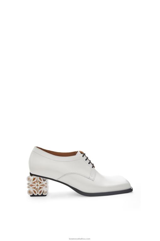Loewe Women Anagram heel brogue in calfskin 206XF769 White