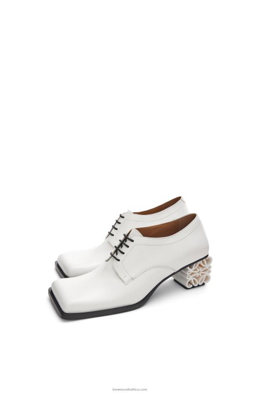 Loewe Women Anagram heel brogue in calfskin 206XF769 White