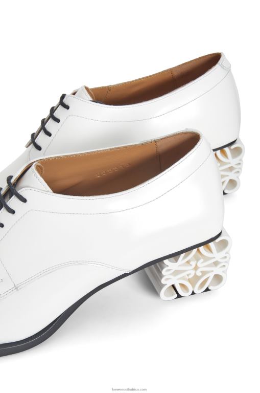 Loewe Women Anagram heel brogue in calfskin 206XF769 White
