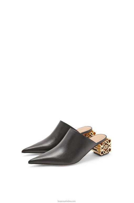 Loewe Women Anagram heel mule in calfskin 206XF764 Black