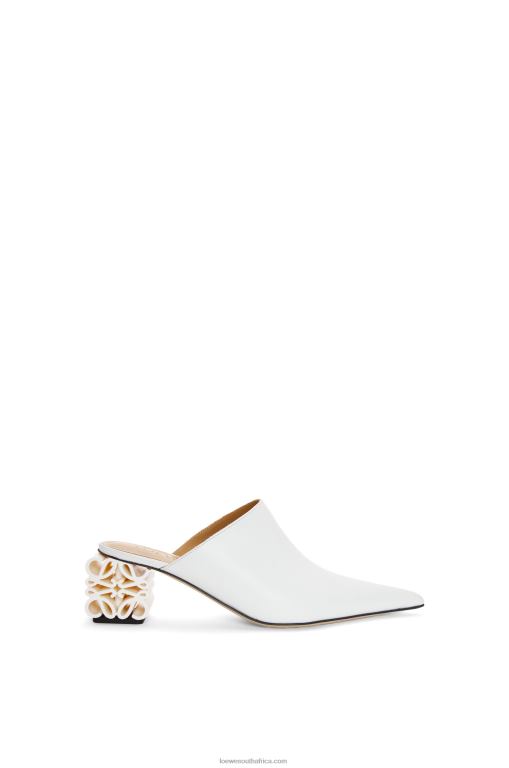 Loewe Women Anagram heel mule in calfskin 206XF765 White