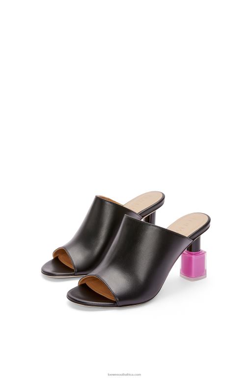 Loewe Women Nail polish mule in calfskin 206XF757 Black/Pink