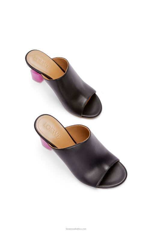 Loewe Women Nail polish mule in calfskin 206XF757 Black/Pink