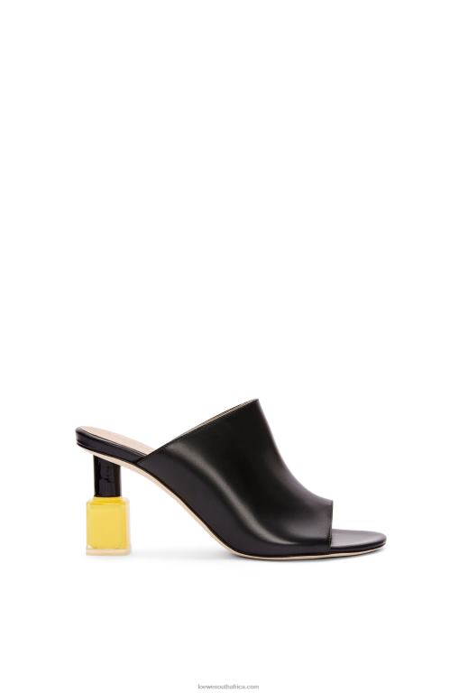 Loewe Women Nail polish mule in calfskin 206XF759 Black/Yellow