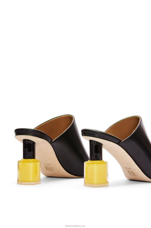Loewe Women Nail polish mule in calfskin 206XF759 Black/Yellow