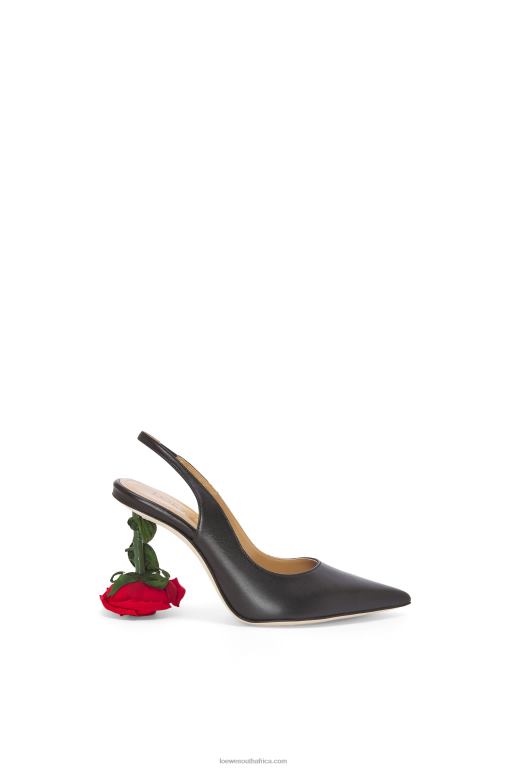 Loewe Women Rose heel slingback in calfskin 206XF756 Black