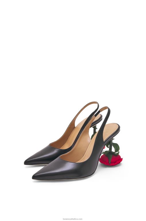 Loewe Women Rose heel slingback in calfskin 206XF756 Black