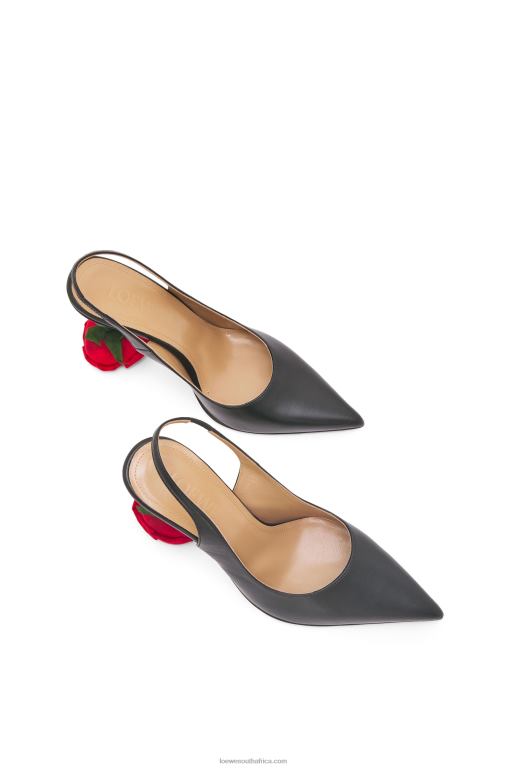 Loewe Women Rose heel slingback in calfskin 206XF756 Black