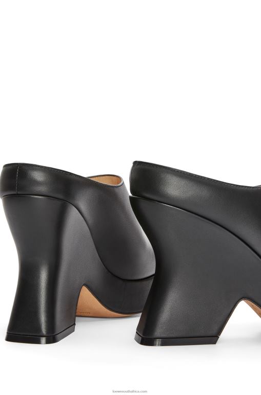 Loewe Women Terra wedge clog in calfskin 206XF743 Black