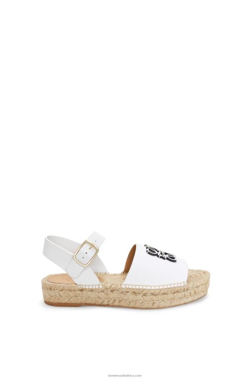 Loewe Women Anagram espadrille in canvas and calfskin 206XF695 White