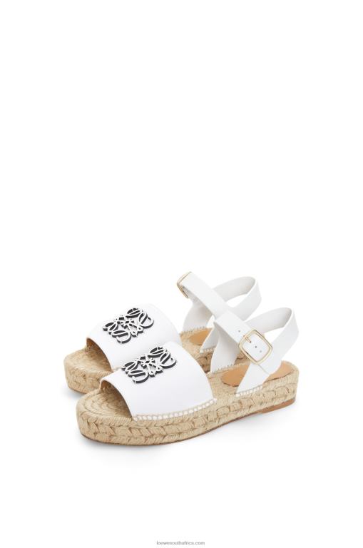 Loewe Women Anagram espadrille in canvas and calfskin 206XF695 White