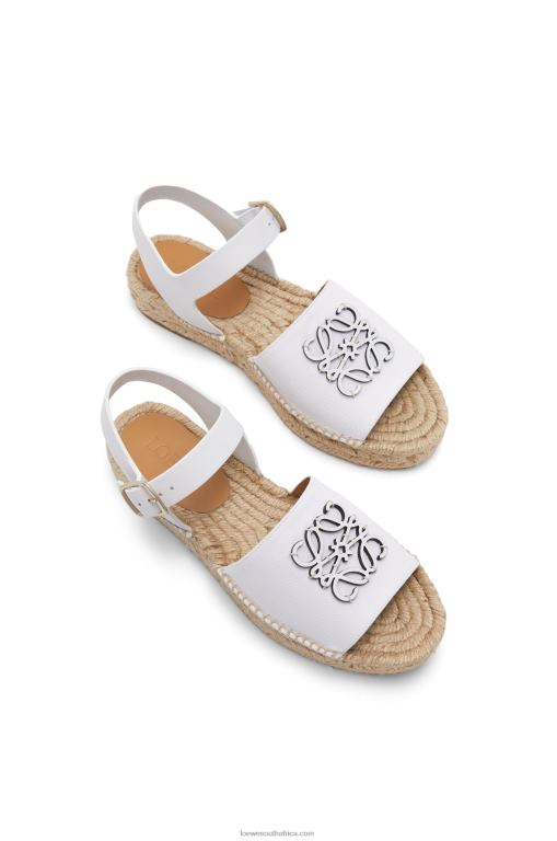 Loewe Women Anagram espadrille in canvas and calfskin 206XF695 White