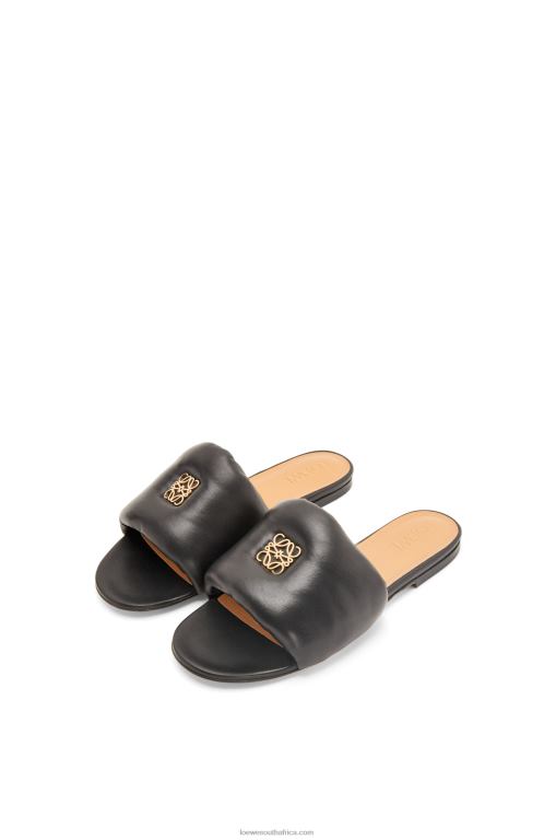 Loewe Women Anagram padded slide in lambskin 206XF685 Black