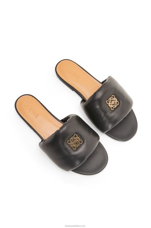 Loewe Women Anagram padded slide in lambskin 206XF685 Black