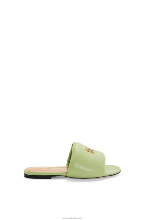 Loewe Women Anagram padded slide in lambskin 206XF686 Pale Green