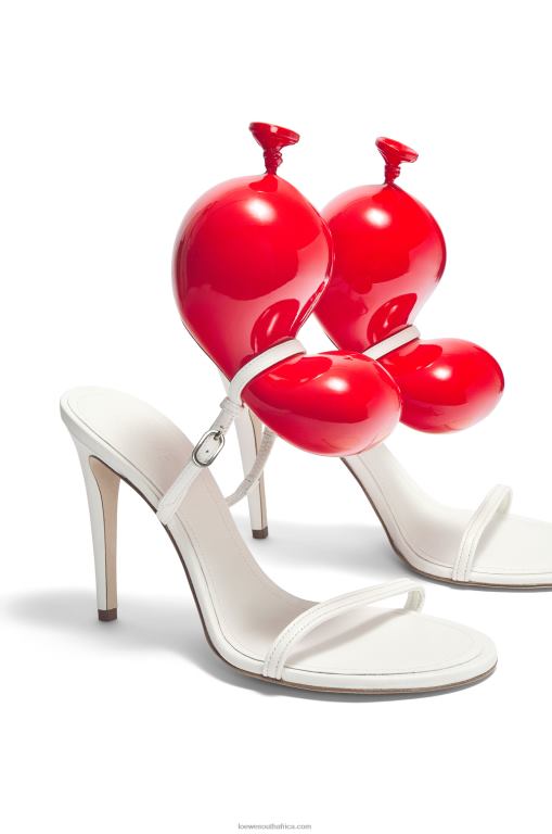 Loewe Women Balloon sandal in lambskin 206XF708 White/Red